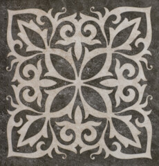 ceramic tile with abstract mosaic floral pattern