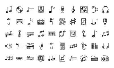 bundle of music set icons