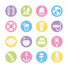 Poster - bundle of summer vacations set icons