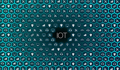Poster - Internet of things (IoT) and networking concept for connected devices. digital circuit board above the planet Earth.  Smart city wireless communication network IOT ICT.  Vector Illustration.