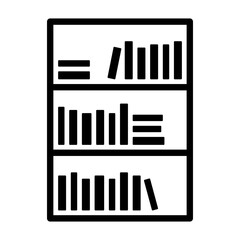 Bookcase or bookshelf with books in library line art vector icon for apps and websites