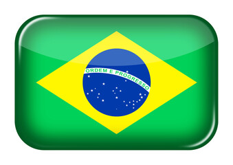 Fototapete - Brazil web icon rectangle button with clipping path Verde e amarela