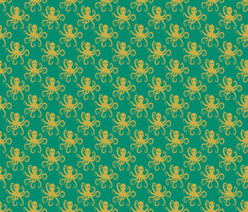 Simple octopus pattern seamless repeat background
