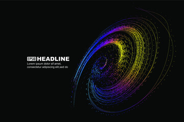 Poster - Colorful spiral particles and lines, communication technology technology background.