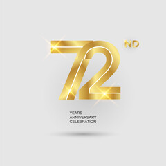 72nd 3D gold anniversary logo isolated on elegant background, vector design for celebration purpose