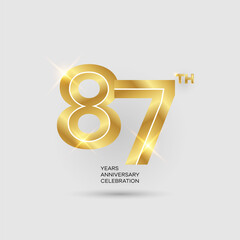 87th 3D gold anniversary logo isolated on elegant background, vector design for celebration purpose