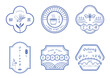 tea badge design with chinese blue pattern style