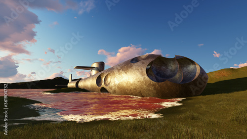 Cuadros en Lienzo old rusty nuclear submarine after thousend years