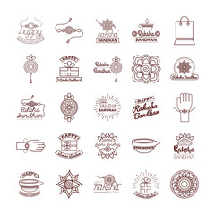 Poster - bundle of happy raksha bandhan celebration set icons