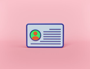 Aufkleber - cartoon style Identification card icon. minimal concept. 3d rendering