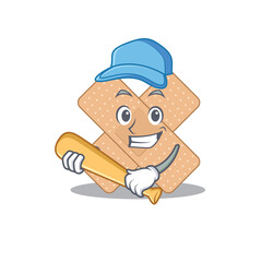 Poster - Cool cross bandage caricature picture design playing baseball