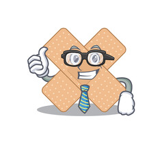 Sticker - cartoon mascot style of cross bandage Businessman with glasses and tie