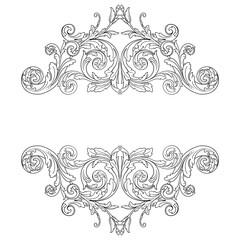 Wall Mural - Vintage Ornament Element in baroque style with filigree and floral engrave the best situated for create frame, border, banner. It's hand drawn foliage swirl like victorian or damask design arabesque.