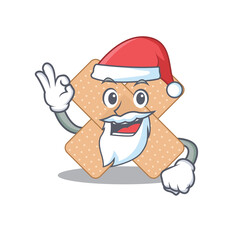 Canvas Print - cartoon character of cross bandage Santa with cute ok finger