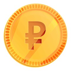 Poster - Russia rouble coin icon. Cartoon of russia rouble coin vector icon for web design isolated on white background