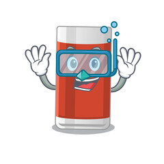 Sticker - Glass of apple juice mascot design swims with diving glasses