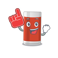 Poster - Glass of apple juice in cartoon picture design with Foam finger