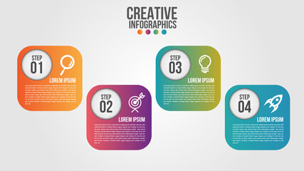 Wall Mural - infographic modern timeline design vector template for business with 4 steps or options illustrate a