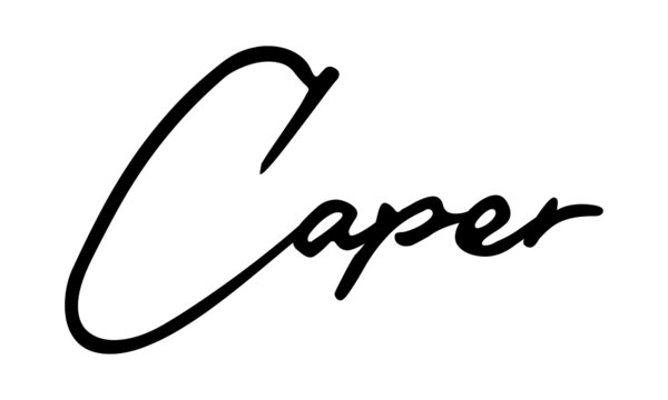Caper Handwritten Font Calligraphy Black Color Text 
on White Background
