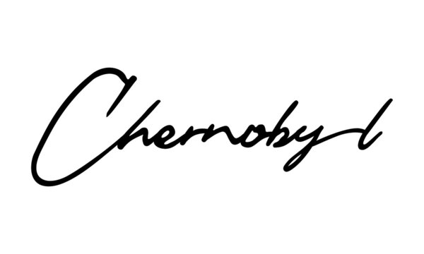 Chernobyl Handwritten Font Calligraphy Black Color Text 
on White Background
