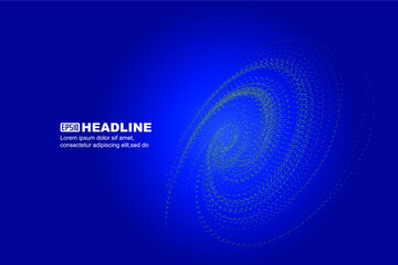 Poster - Blue dynamic particle cosmic vortex abstract graphic texture background.
