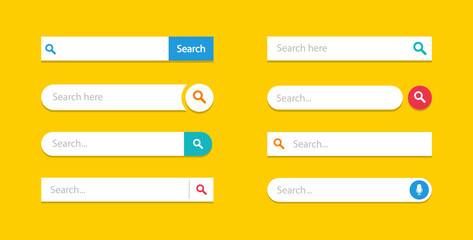 Poster - Set of search boxes ui template, search bar. Vector illustration.