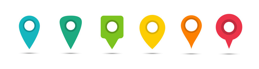 Poster - Different pointers. Marker for maps. Vector icons.