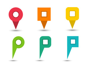 Poster - Set of colored pointers. Marker for maps. Vector icons.