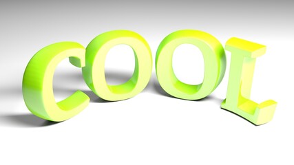 Poster - COOL green write on white - 3D rendering illustration