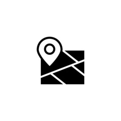 Poster - Street maps vector icon in black flat glyph, filled style isolated on white background