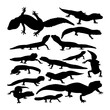Leopard gecko animal silhouettes. Good use for symbol, logo, mascot, sign, or any design you want.