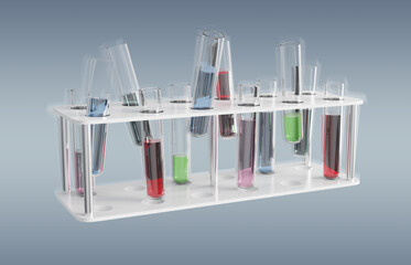 Aufkleber - Medical analysis in tubes samples on grey background 3D rendering