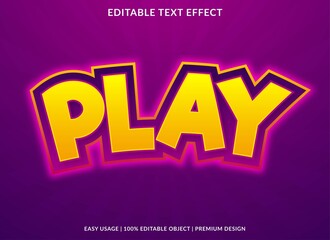 Wall Mural - play text effect template with 3d style and bold font concept use for brand label and logotype sticker