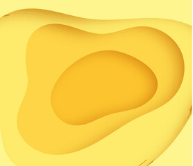 Poster - Yellow background with paper cut shapes. Vector illustration. 3D abstract carving art.