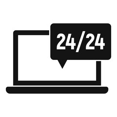 Poster - Laptop 24 hour service support icon. Simple illustration of laptop 24 hour service support vector icon for web design isolated on white background