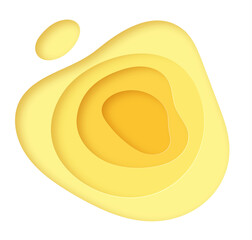 Poster - Yellow background with paper cut shapes. Vector illustration. 3D abstract carving art.