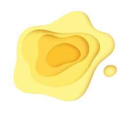 Poster - Yellow background with paper cut shapes. Vector illustration. 3D abstract carving art.