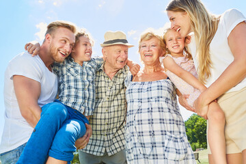 Wall Mural - Extended family with children and grandparents