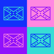 Pop Art Line National Flag Of The Confederate States Of America Icon Isolated On Color Background. Vector Illustration.
