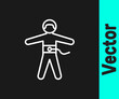 White line Bungee jumping icon isolated on black background. Vector Illustration.