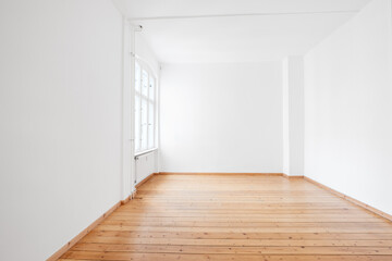 Wall Mural - empty white room in apartment flat  with wooden floor