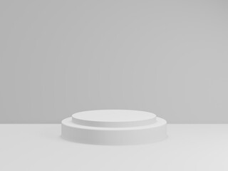 Fototapete - 3d render of total white podium for product. mockup stage.
