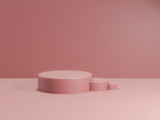 Fototapete - 3d render of total powder pink podium for product. mockup stage.