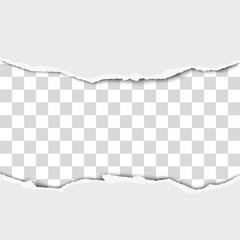 torn middle of white paper with white background under it. vector template paper design.