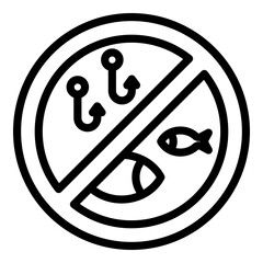 Poster - Restricted fishing icon. Outline restricted fishing vector icon for web design isolated on white background