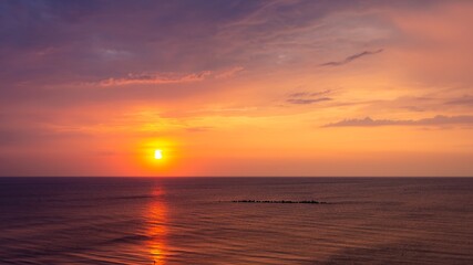 Poster - High angle shot of Florence sunset in Rimini beach Italy