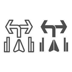 Poster - GPS movement navigator signals line and solid icon, Navigation concept, Direction sign on white background, Movement marker and turn signals icon in outline style for mobile and web. Vector graphics.