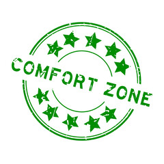 Poster - Grunge green comfort zone word with star icon round rubber seal stamp on white background