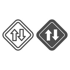 Poster - Two way traffic line and solid icon, Navigation concept, traffic sign on white background, Two way road icon in outline style for mobile concept and web design. Vector graphics.