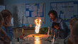 © Gorodenkoff - School Chemistry Classroom: Engrossed Children Watch How Enthusiastic Teacher Shows Science Experiment by Setting Powder on Fire Creating Beautiful Fireworks. Kids Getting Fun Modern Education